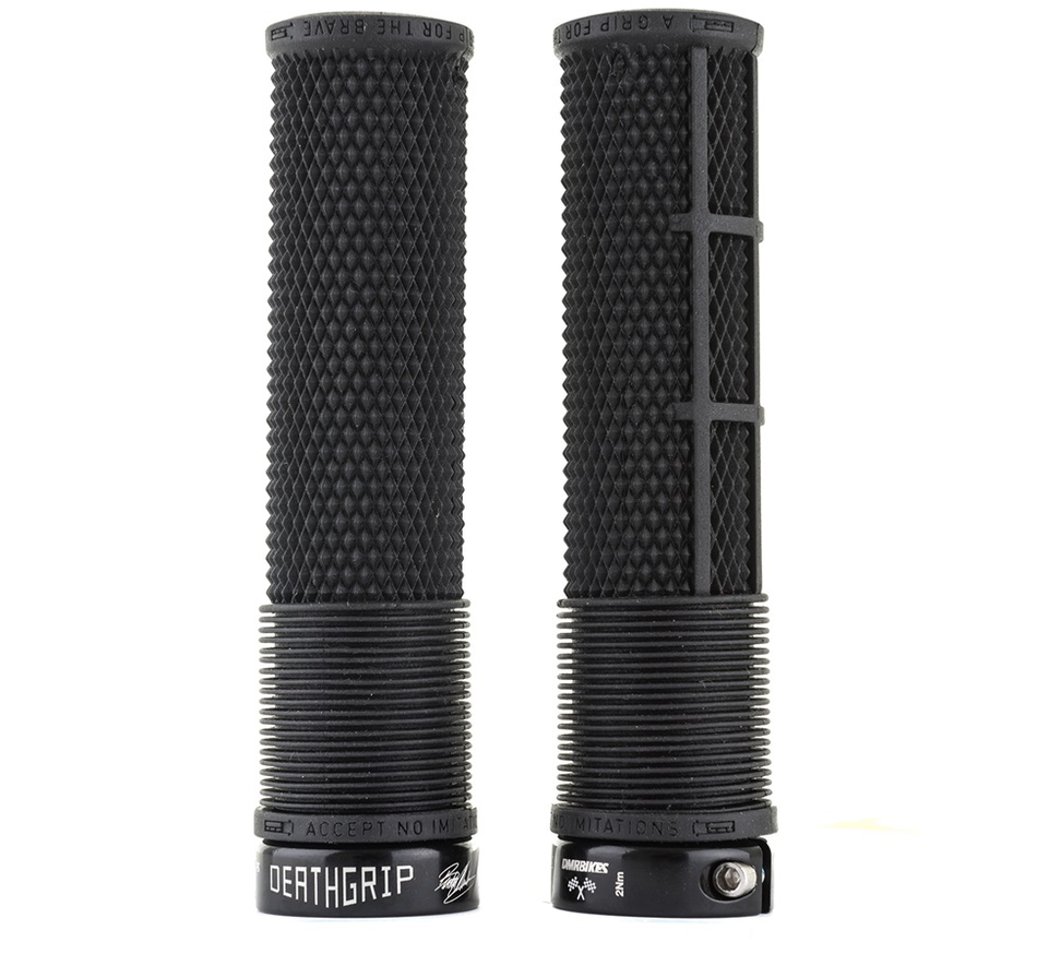 DMR Brendog Deathgrip Race Edition Handlebar Grips With Flange In Black For MTB BMX Downhill Trails
