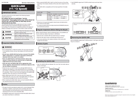 Shimano Quick Link For All 11 Speed Chains Pack of 2 SM-CN900