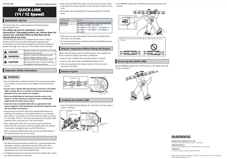 Shimano Quick Link For All 12-Speed Chains Pack of 2 SM-CN910