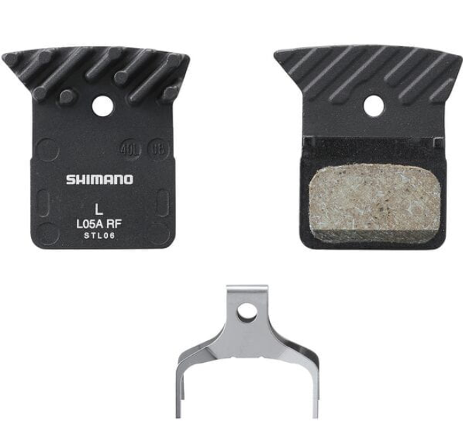 Shimano L05A-RF Disc Brake Pads and Spring Alloy Backed With Cooling Fins