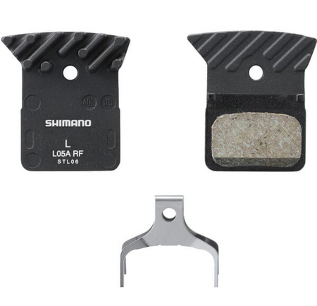 Shimano L05A-RF Disc Brake Pads and Spring Alloy Backed With Cooling Fins