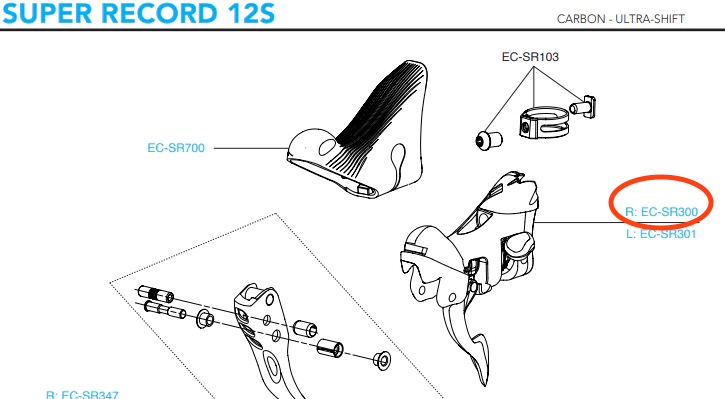 Campagnolo Super Record Right Hand 12 Speed Shifter Body EC-SR300