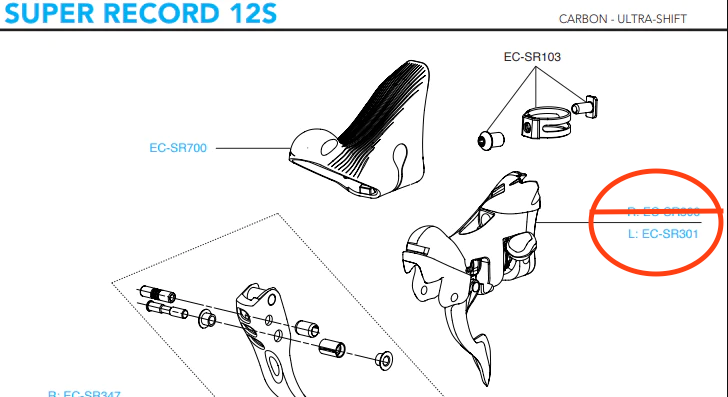 Campagnolo Super Record Left Hand 12 Speed Shifter Body EC-SR301