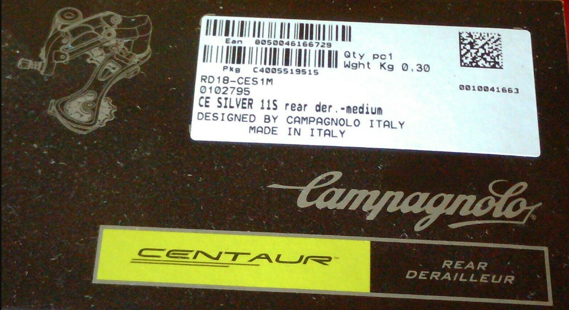 Campagnolo Centaur 11 Speed 2018 Rear Derailleur In Silver Medium Cage RD18-CES1M