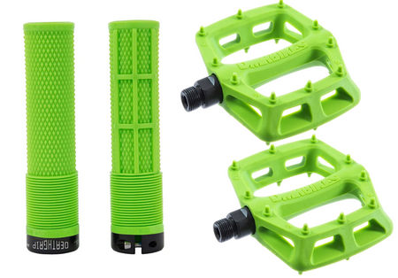 DMR MTB Downhill BMX V6 Platform Pedals And DMR Deathgrips Custom Bundle Set All Colours