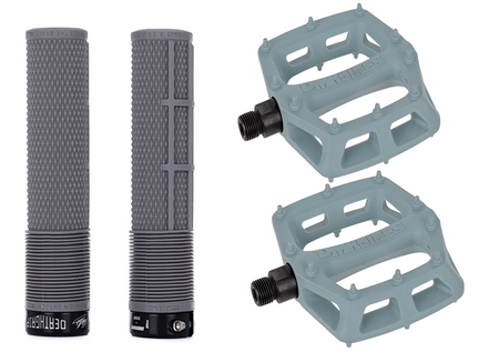 DMR MTB Downhill BMX V6 Platform Pedals And DMR Deathgrips Custom Bundle Set All Colours