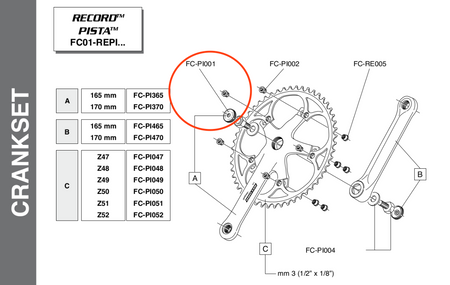 Campagnolo FC-PI001 Record Pista Crank Bolt Cap