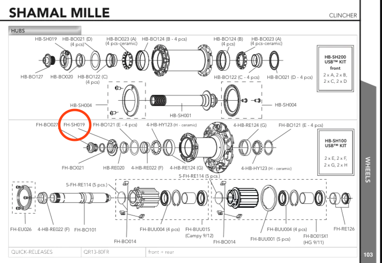 Campagnolo HB-SH019 Front Hub Adjusting Sleeve For Rim Brake Front Shamal Hubs