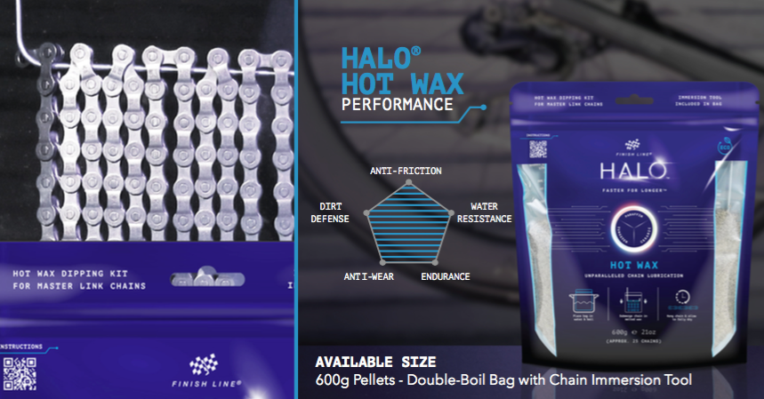 Finish Line Halo Hot Wax Bicycle Chain Lubricant Granular Melts 600g Double Boil Bag