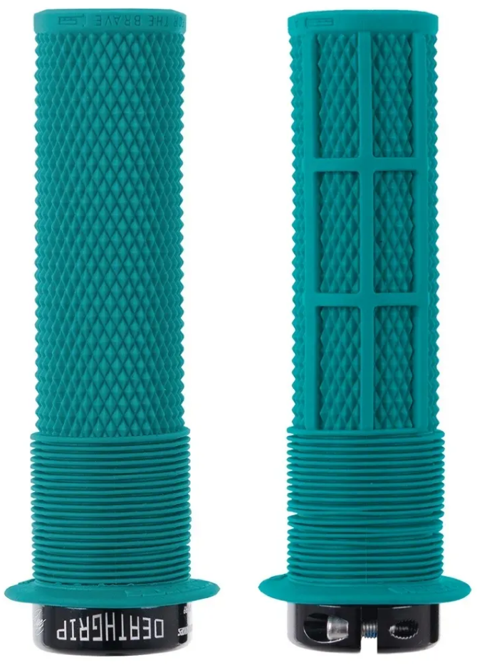 DMR V11 Pedals & Flanged Brendog Deathgrip Handlebar Grips Bundle In Turquoise
