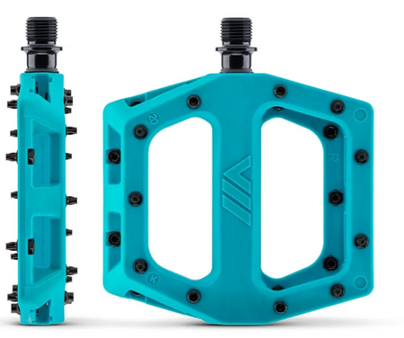 DMR V11 Pedals & Flanged Brendog Deathgrip Handlebar Grips Bundle In Turquoise