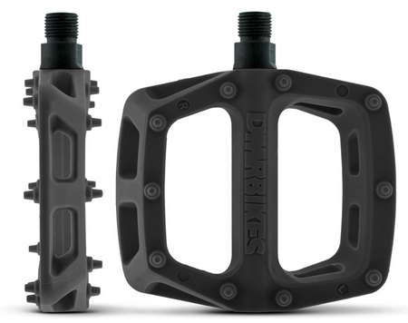 DMR MTB V6 Platform Pedals & DMR DeathGrip2 Flangeless Handlebar Grips Bundle In Black