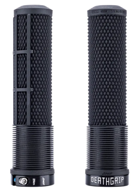 DMR MTB V6 Platform Pedals & DMR DeathGrip2 Flangeless Handlebar Grips Bundle In Black