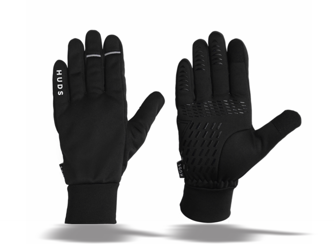 HUDS Water Resistant Cycling Winter Gloves In Black or Fluro Yellow