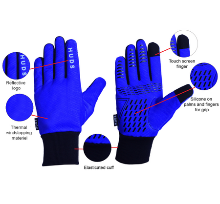 HUDS Wind Stop Thermal Lined Lightweight Warm Cycling Winter Gloves