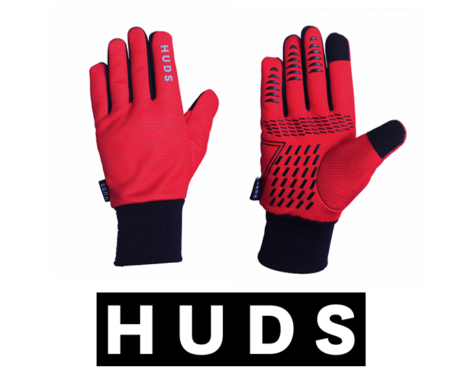 HUDS Wind Stop Thermal Lined Lightweight Warm Cycling Winter Gloves In Red