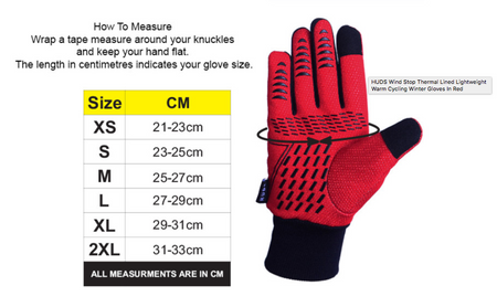 HUDS Wind Stop Thermal Lined Lightweight Warm Cycling Winter Gloves In Red