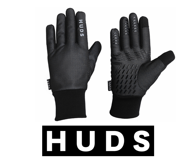 HUDS Wind Stop Thermal Lined Lightweight Warm Cycling Winter Gloves In Black