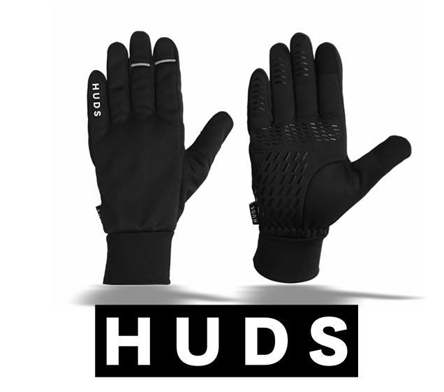 HUDS Water Resistant Cycling Winter Gloves In Black