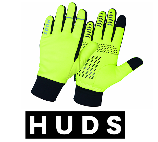 HUDS Water Resistant Cycling Winter Gloves In Fluro Yellow