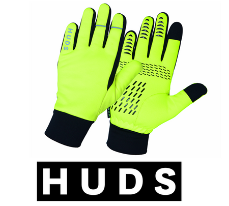 HUDS Water Resistant Cycling Winter Gloves In Fluro Yellow