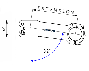 Nitto UI-26BX Handlebar Ahead Bicycle Stem | 31.8mm Clamp | Black