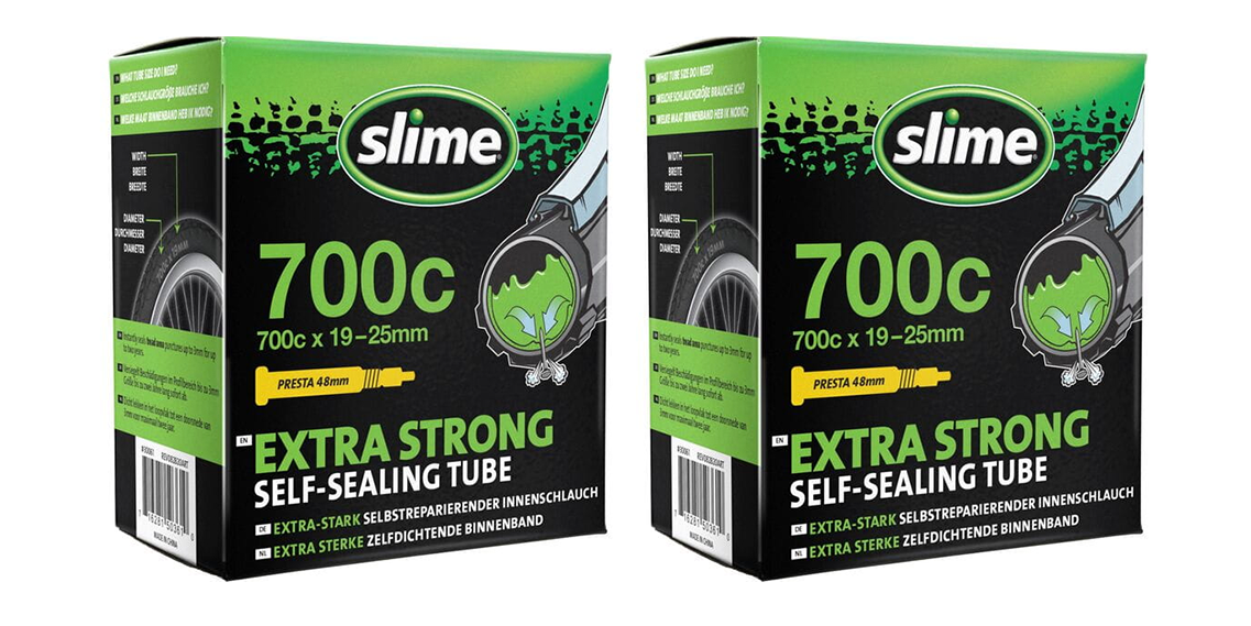 2x Slime Smart Self-Sealing Bicycle Road Inner Tube | 700 x 19-25c | 48mm Presta Valve