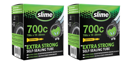 2x Slime Smart Self-Sealing Bicycle Road Inner Tube | 700 x 19-25c | 48mm Presta Valve
