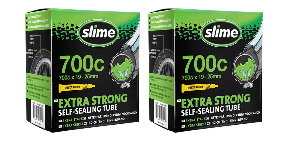 2x Slime Smart Self-Sealing Bicycle Road Inner Tube | 700 x 19-25c | 48mm Presta Valve