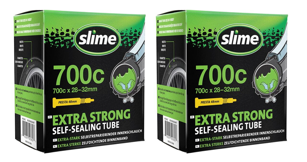 2x Slime Smart Self-Sealing Bicycle Road Inner Tube | 700 x 28-32c | 48mm Presta Valve