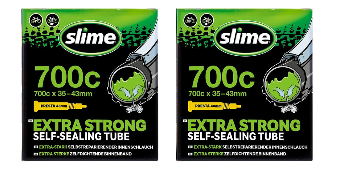 2x Slime Smart Self-Sealing Bicycle Gravel / Road Inner Tube | 700 x 35-43c | 48mm Presta Valve