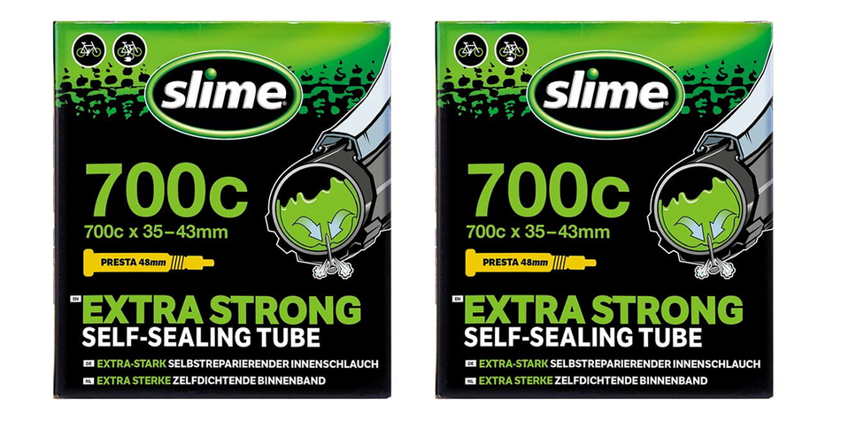 2x Slime Smart Self-Sealing Bicycle Gravel / Road Inner Tube | 700 x 35-43c | 48mm Presta Valve