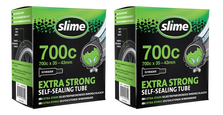 2x Slime Smart Self-Sealing Bicycle Gravel / Road Inner Tube | 700 x 35-43c | Schrader Valve