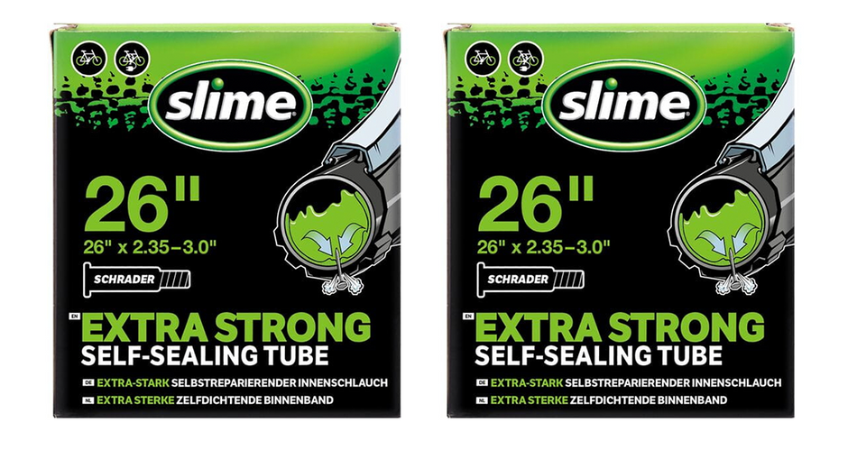 2x Slime Smart Self-Sealing Bicycle MTB Inner Tube | 26 x 2.35 - 3.0 | Schrader Valve