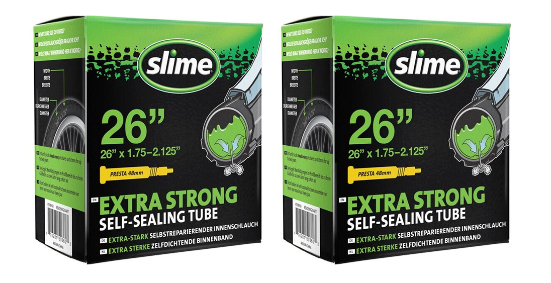 2x Slime Smart Self-Sealing Bicycle MTB Inner Tube | 26 x 1.75-2.125" | 48mm Presta Valve
