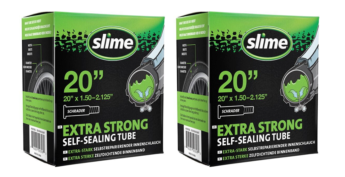 2x Slime Smart Self-Sealing Bicycle Inner Tube | 20 x 1.50-2.125" | Schrader Valve