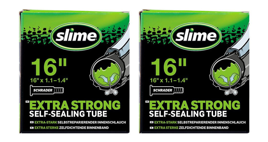 2x Slime Smart Self-Sealing Bicycle Inner Tube | 16 x 1.1. - 1.4" | Schrader Valve