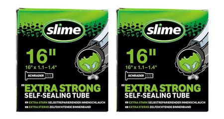 2x Slime Smart Self-Sealing Bicycle Inner Tube | 16 x 1.1. - 1.4" | Schrader Valve
