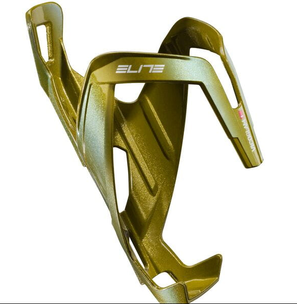 Elite Vico Limited Edition Water Bottle Cage In Metallic Gold / White