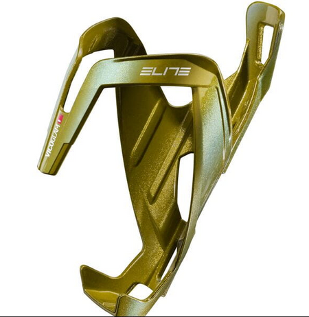 Elite Vico Limited Edition Water Bottle Cage In Metallic Gold / White
