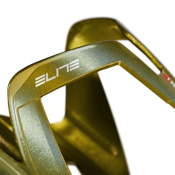 Elite Vico Limited Edition Water Bottle Cage In Metallic Gold / White