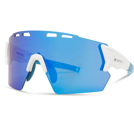 Madison Stealth Cycling Sunglasses | Gloss White Frame/ Blue Mirror Lens