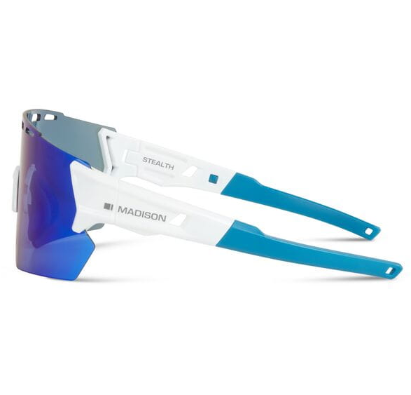 Madison Stealth Cycling Sunglasses | Gloss White Frame/ Blue Mirror Lens
