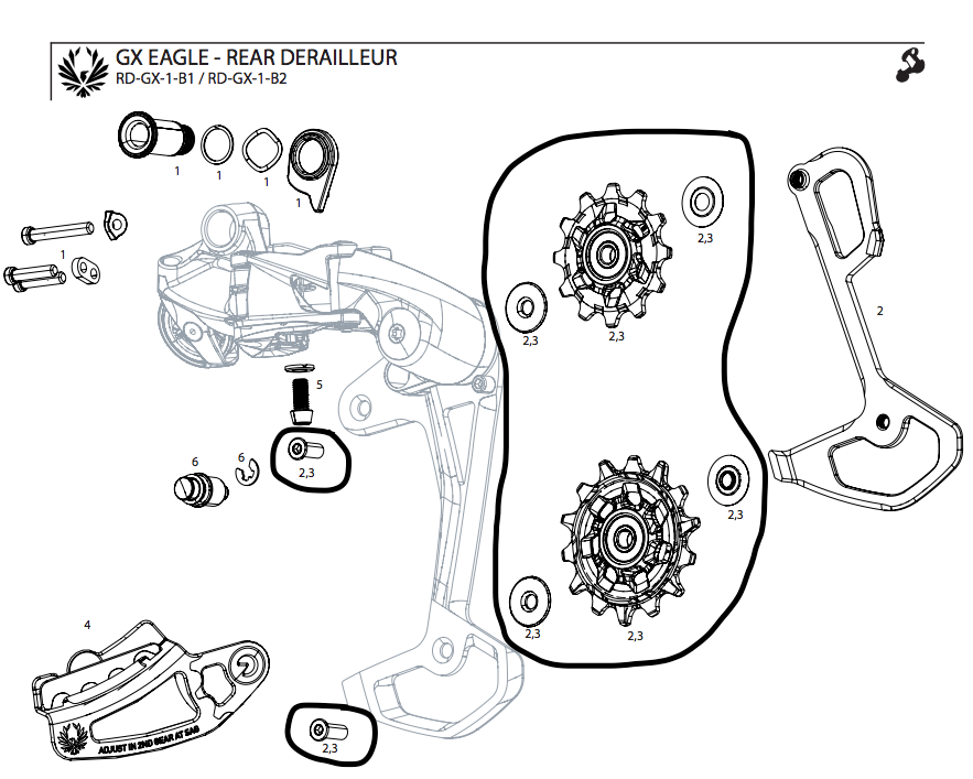 SRAM Rear Derailleur Pulley Kit GX Eagle / Apex Eagle Jockey Wheels 11.7518.089.000