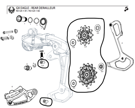 SRAM Rear Derailleur Pulley Kit GX Eagle / Apex Eagle Jockey Wheels 11.7518.089.000