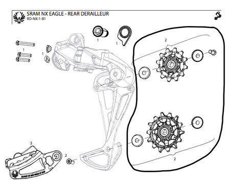 Sram Rear Derailleur Pulley Kit NX/SX Eagle Jockey Wheels 11.7518.090.000