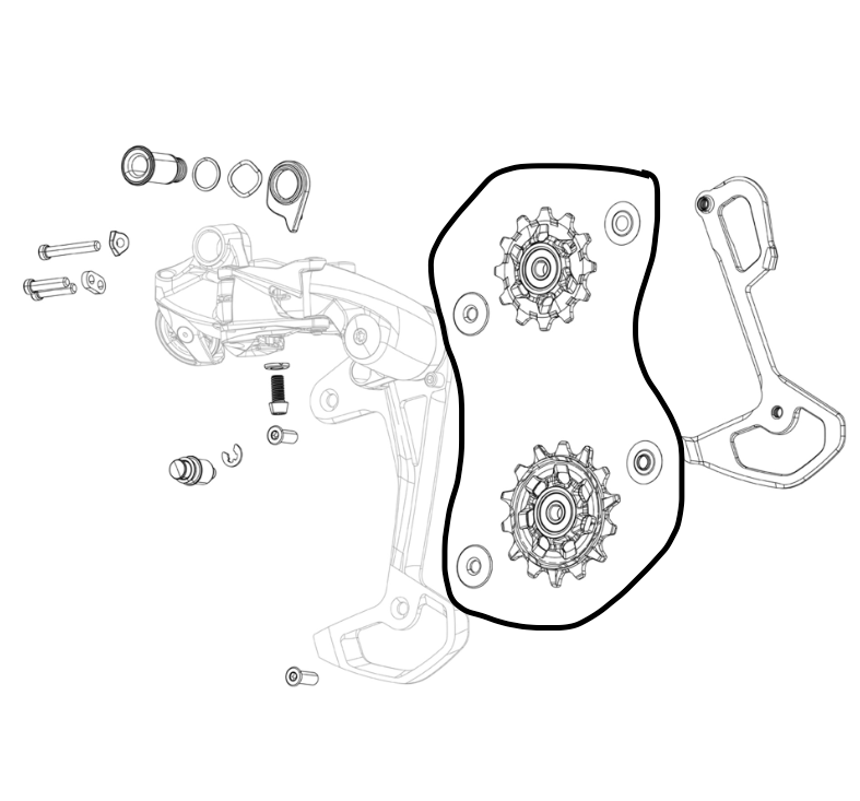 Sram GX 2x Rear Derailleur Pulley Kit 11 Speed Jockey Wheels 11.7518.051.000