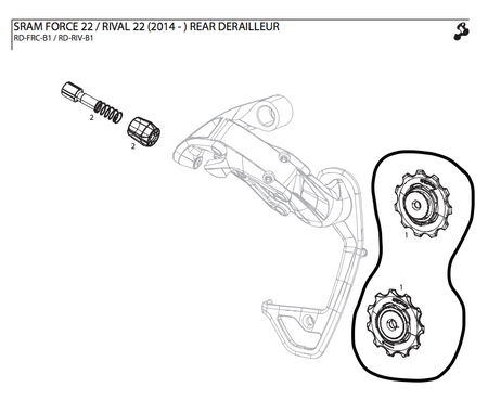 Sram Rear Derailleur Pulley Kit Force22/Rival22 Jockey Wheels 11.7518.026.000