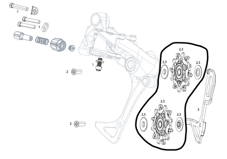 Sram Rear Derailleur Pulley Kit X01/X01DH/X1/CX1 X-Sync Jockey Wheels 11.7518.032.000