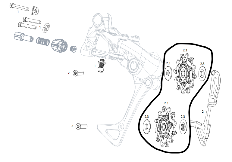 Sram Rear Derailleur Pulley Kit X01/X01DH/X1/CX1 X-Sync Jockey Wheels 11.7518.032.000
